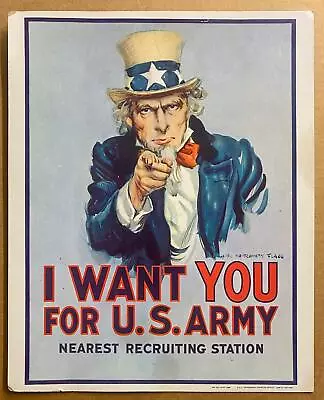 1968 I Want You For U.S. Army Uncle Sam Window Card Poster Vietnam War Original • $95