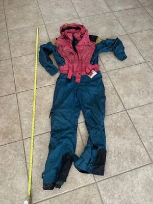 $60 • Buy Vintage North Face Womens 12 Extreme Ski Suit One Piece Bib Snow Jumpsuit Green