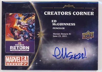Upper Deck Marvel Annual 2021-22 Creators Corner Autograph McGuiness • $39.99