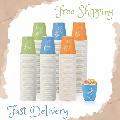 600 Pack 5oz Disposable Paper Cups Colorful Disposable Mouthwash Cups Small • $32.99