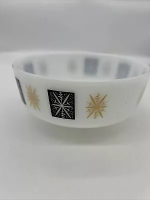 Vintage Federal Glass Atomic Black/Gold Starburst 3 1/2 Qt. Bowl • $19.40