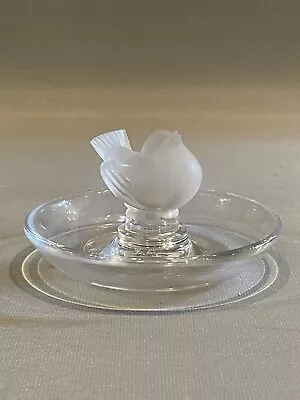 Vintage Lalique Clear Crystal Glass Vanity Table Top Ring Holder With Bird Motif • $125