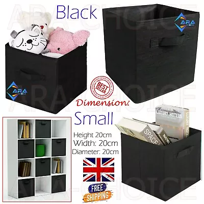 Collapsible Foldable Storage Box Fabric Drawer Canvas Organizer Basket S/M Black • £4.45