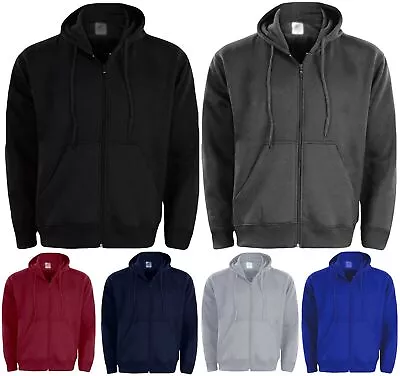 Men Full Zip Up Plain Hoded Sweatshirt Hoodie Adult Fleece Zipper Hoody S To 5XL • £9.85