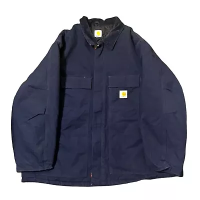 Carhartt C003 DNY Canvas Quilted Lined Full Zip Work Jacket Mens 3XL Navy Blue • $70