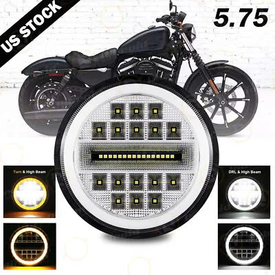 Round 5-3/4  5.75  Inch LED Projector Headlight Hi/Lo Beam For Motorcycle Motor • $30.99