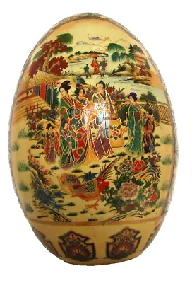 DECORATIVE EGG COLLECTIBLE Vintage Satsuma Japanese Egg Moriage Raised Gold 12 T • $85
