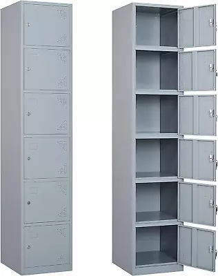 Metal Locker With 6 Doors Tall Steel Storage Lockers For Employees - 71  Locker • $151.99