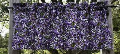 Purple Lilac Floral Valance All Over Flower Garden Handmade Curtain Valance • $17.99