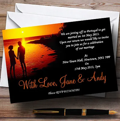£13.95 • Buy Beach At Sunset Abroad Personalised Wedding Invitations