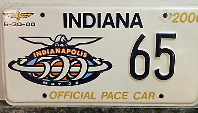 2000 Indiana Official Pace Car License Plate #65 ~ Indianapolis 500 (Lot 467) • $149.99