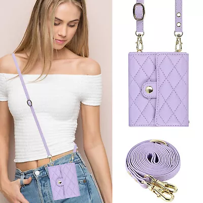 $11.86 • Buy For Samsung Galaxy Z Flip 5 Flip 4/3 Card Wallet Leather Handbag Case +Crossbody