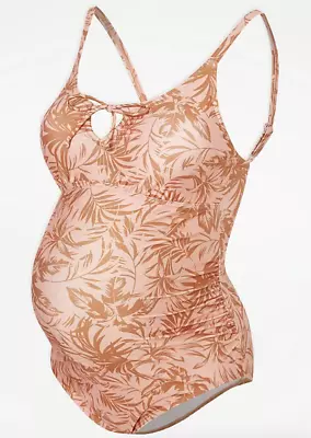 Maternity Rust Palm Leaf Print Tie-up Swimsuit Size 16 • £7.99