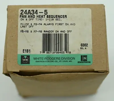 24A34-5 White Rogers Fan & Heat Sequencer Emerson Electric Mobile Home Furnace • $21.99