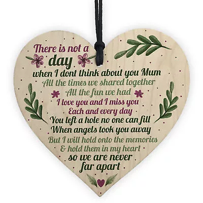 Mum Memorial Gift Grave Plaque Tribute Sign Wooden Heart Mum Birthday Gifts • £3.99