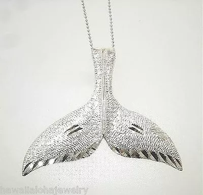 42mm Solid 925 Silver Diamond Cut Dc Brushed Hawaiian Whale Tail Flukes Pendant • $30