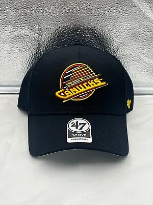 Vancouver Canucks NHL '47 Brand Throwback Black MVP Adjustable Hat • $29.99