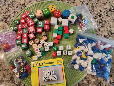 Huge Vintage DICE 🎲🎲  & GAME Pieces LOT Various SIZES & Types  110+ Items • $19.99