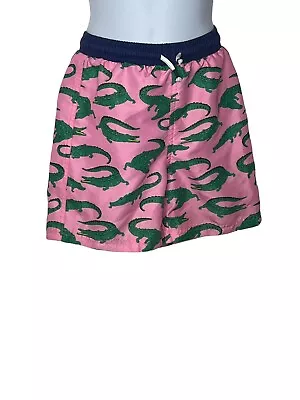 Mini Boden Boys Pink Green Alligator Swim Trunks Sz 6-7 • $17