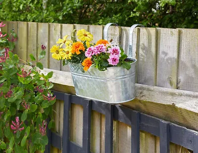 Fence And Balcony Planter Galvanised Steel 2 Hooks 5 Litres • £15.95