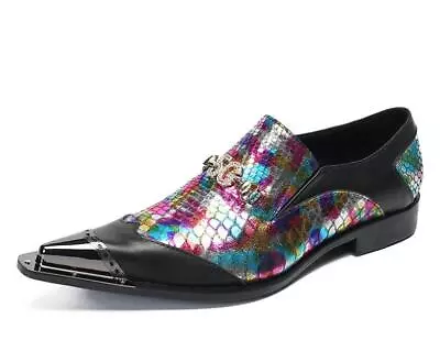 Men's Fashion Pointy Toe Diamante Metal Decor Leather Shoes Party Dress Shoes  • $111.85