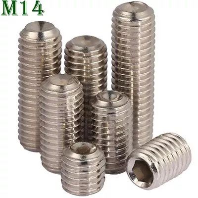 M14 X 2.0 A2 Stainless Steel Cup Point Grub Screws Hex Socket Set Screws DIN 916 • $9.03