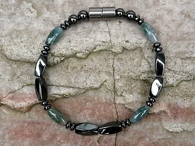 Men’s Women’s Moss Agate Magnetic Hematite Necklace Bracelet Anklet AAA+ • $34.99