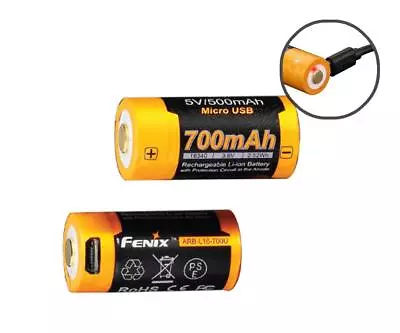 Fenix ARB-L16-700UP Build-in USB Rechargeable 700mAh 16340 Batteries (TWO) • $19.95