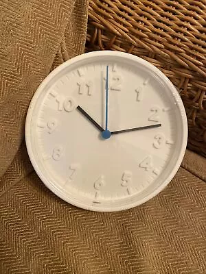 New Ikea Stomma Wall Clock Gustav Carlberg White Blue Plastic 20cm Sealed Silent • £24.99