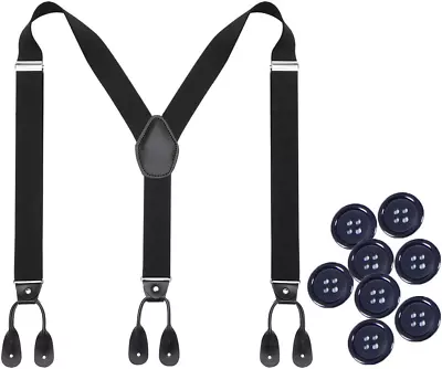 Mens Adjustable Button End Suspenders - Y-Back Elastic Tuxedo Suspenders With He • $17.49