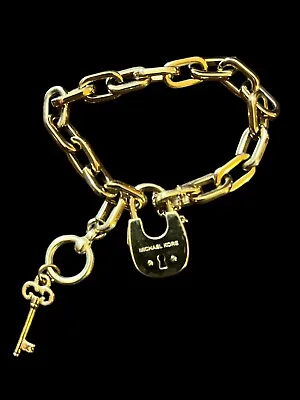 Michael Kors MKJ4627710 Women's Yellow Gold Steel Chain-link Padlock Bracelet • $45