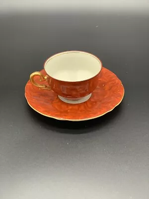 Vintage Demitasse Cup And Saucer Rust/floral Germany US Zone • $5