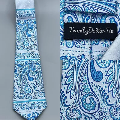 Twenty Dollar Tie Men's 100% Silk Tie ~ Blue ~ Paisley ~ Long ~ Handmade! • $29.95