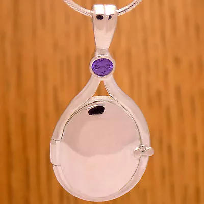 Solid 925 Sterling Silver H2O Just Add Water Mermaids Purple CZ Pendant Locket • $30.02