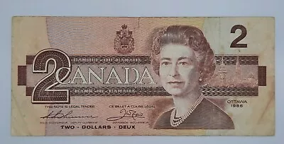 1986 - Banque De Canada Bank Of Canada - $2 Dollars Banknote No. CBF 0523582 • £1