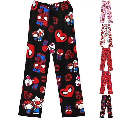 Hello Kitty Spiderman Pyjama Bottoms Womens Pajamas Trousers Pants Sleepwear • $19.28