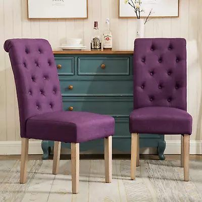 Habit Solid Wood Tufted Parsons Purple Dining Chair Set Of 2 • $139.99