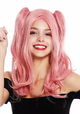 Wig Ladies Woman Cosplay Long 2 Removable Braids Wavy Gothic Lolita Pink • £27.56