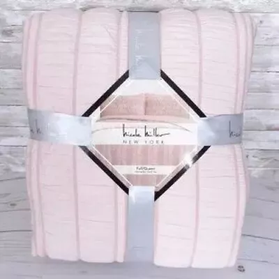 Nicole Miller Quilt Set 3 Piece Full Queen Blush Seersucker • $53.99