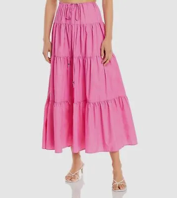 $114.48 • Buy $285 Staud Women Pink Lucca Tiered Midi Skirt Size L