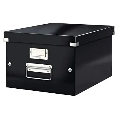 Leitz Medium Storage Box Metal Handle Home Office A4 Paper Document Holder Black • £14.77