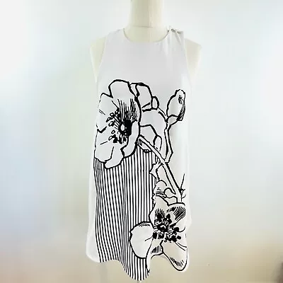 $69 • Buy Alice McCall Size 4 6 White & Black Parle Train Open Back Cami Aus Designer