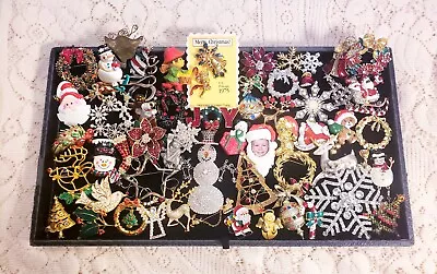 58 Piece Vintage & Modern Mixed Christmas Brooch/Pin Lot - Monet Avon • $23.50