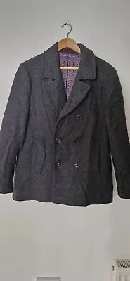 TED BAKER Wool Blend (75%) Grey Pea Coat Size 4 • $43.56