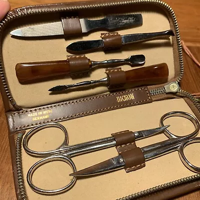 Mens Vintage Grooming Kit Leather Case West Germany In Original Box EXCELLENT! • $24.95