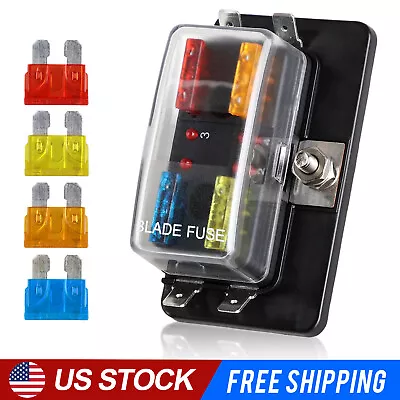 4Way 12V 24V Auto Car Power Distribution Blade Fuse Holder Box Block Panel Board • $10.98