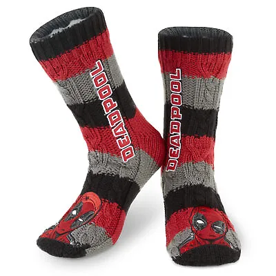 Marvel Fluffy Socks Mens Slipper Socks Deadpool Warm Knitted Socks • £15.49