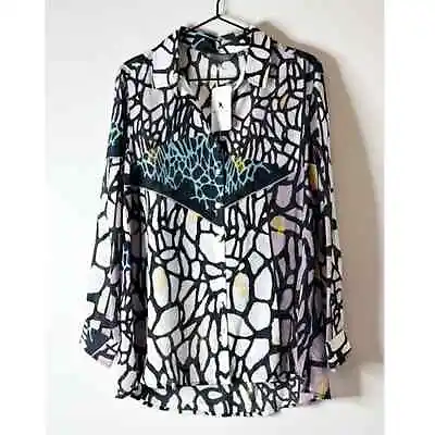 Cocoon House LLC NWT 65593 BUTTERFLY WING Print Silk Blouse Small • $56.25