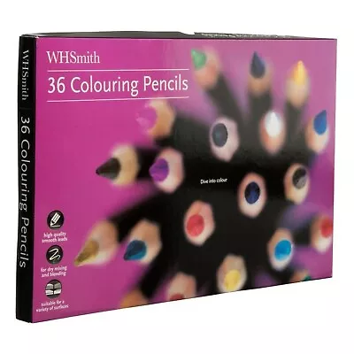 WHSmith Artist's Colouring Pencils Set For Sketching Assorted Colours Pack Of 36 • £8.99