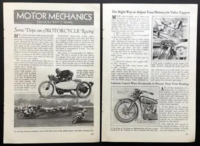 1931 Motorcycle Racing Tips Hill-Climb Dirt Track Original Pictorial • $12.89